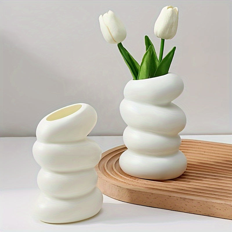 Modern Minimalist Vase: Nordic Style, Spiral Cylinder, Flower Arrangement Holder, Lightweight Plastic, Suitable for Home Decoration.