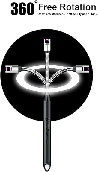 Electric (Multicolor) Rechargeable Gas & Plasma Lighter |Flameless |Windproof |USB |360 Degree |Flexible Neck Arc Lighter for Kitchen