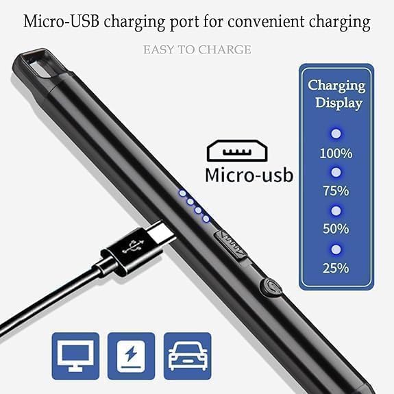 Electric (Multicolor) Rechargeable Gas & Plasma Lighter |Flameless |Windproof |USB |360 Degree |Flexible Neck Arc Lighter for Kitchen