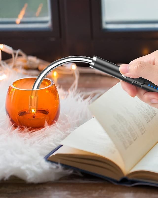 Electric (Multicolor) Rechargeable Gas & Plasma Lighter |Flameless |Windproof |USB |360 Degree |Flexible Neck Arc Lighter for Kitchen