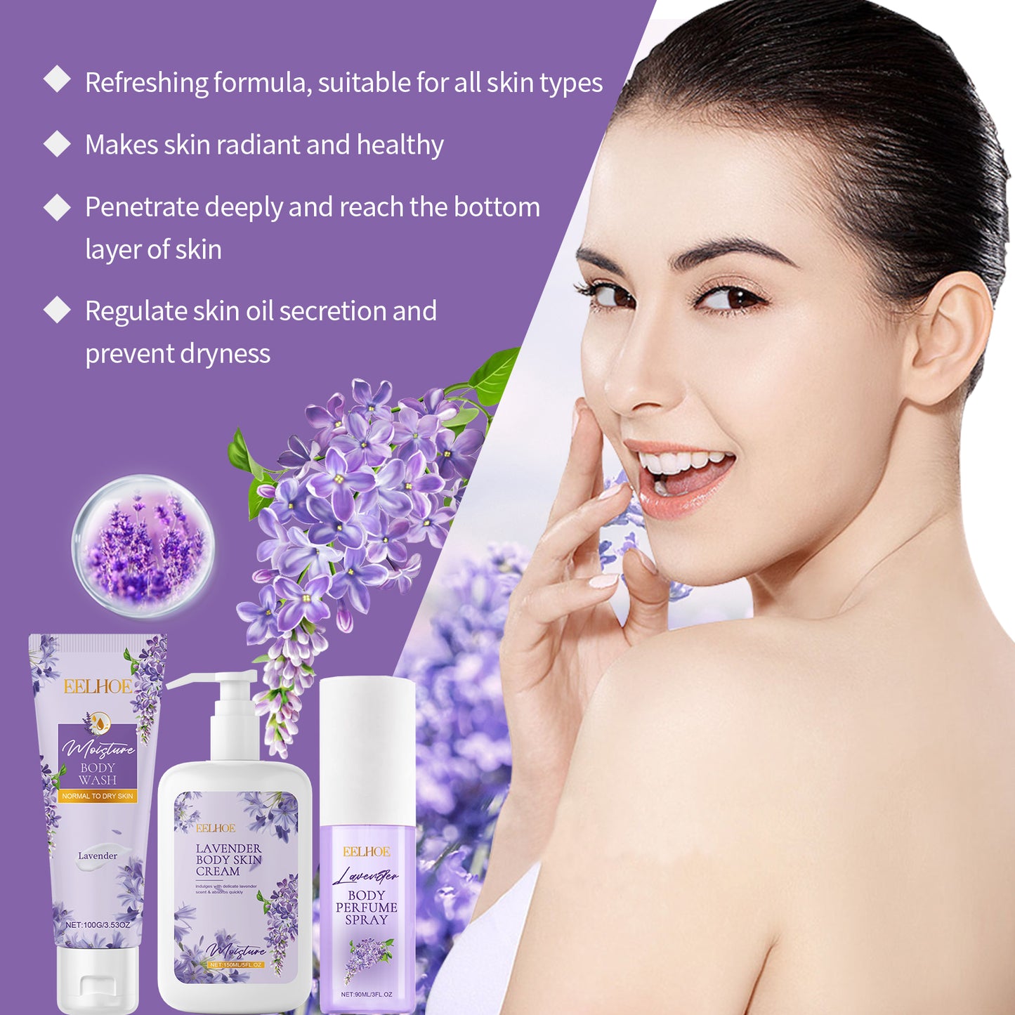 Lavender Body Soothing Fragrance Set Gentle Moisturizing Skin Hydrating Skin Care Set