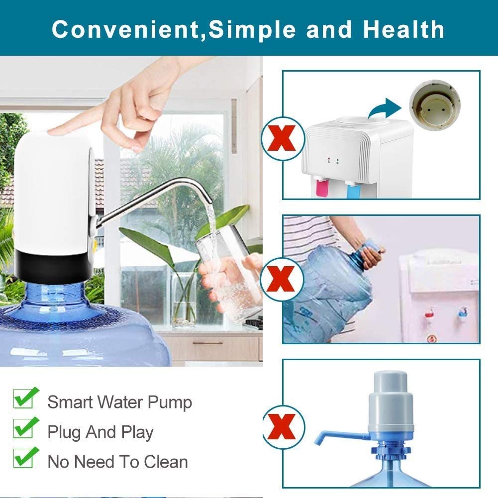 Konquer TimeS KTS Automatic Wireless Water Can Dispenser Pump for 20 Litre Bottle Can, White/Black