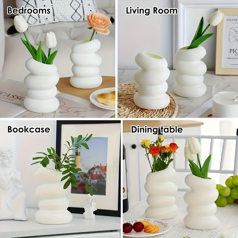 Modern Minimalist Vase: Nordic Style, Spiral Cylinder, Flower Arrangement Holder, Lightweight Plastic, Suitable for Home Decoration.