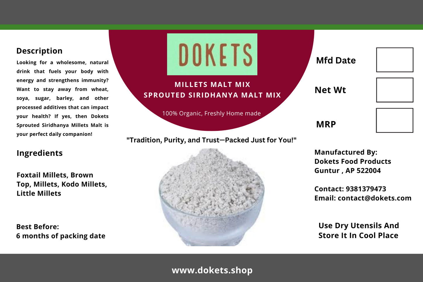 Millets Malt Mix / Sprouted Siridhanya Malt Mix