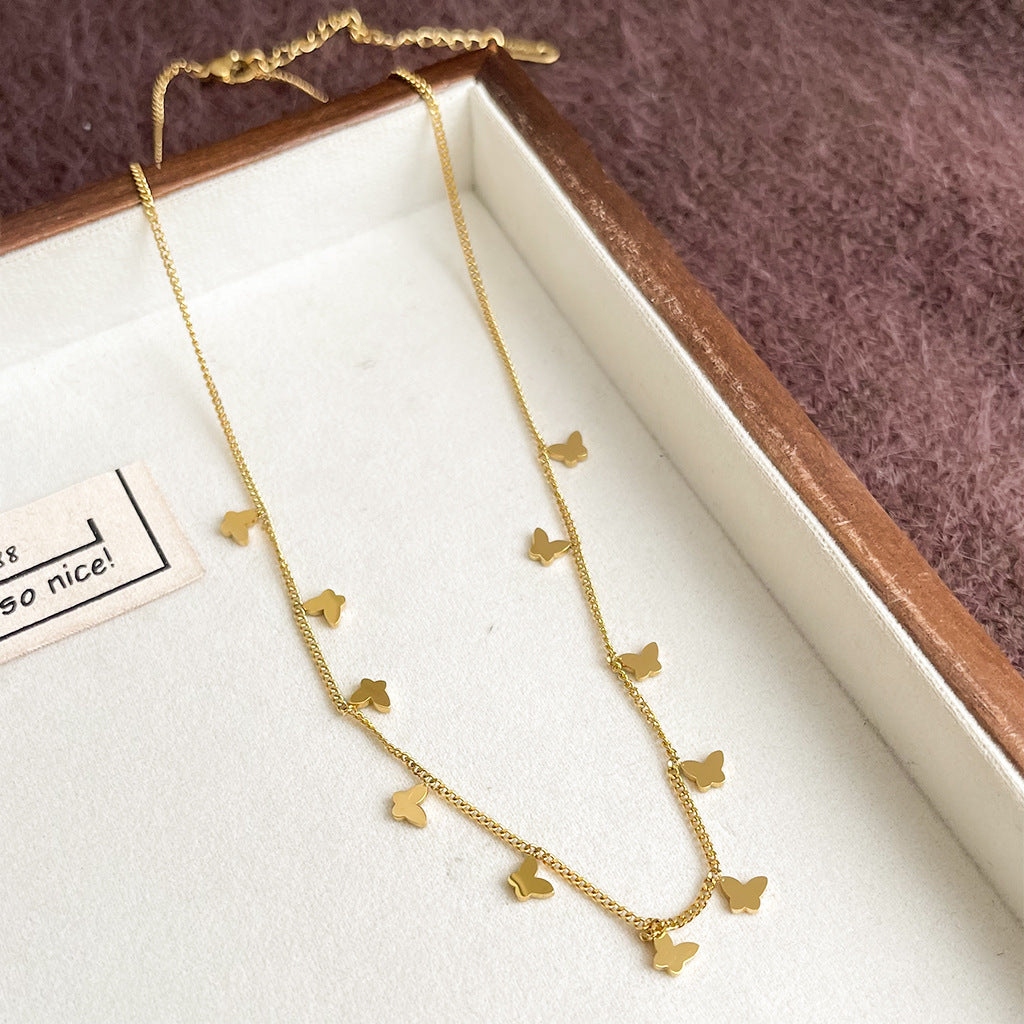 Minimalist Geometric Necklace Plated 18K Gold Fashion Elegant Zircon Clavicle Chain Light Luxury All-match High-grade Necklace Chain