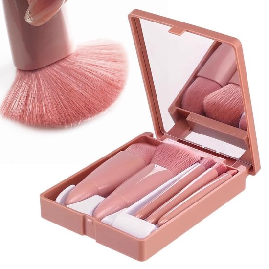 Makeup Brush Set With Mirror Case Beauty Products.
