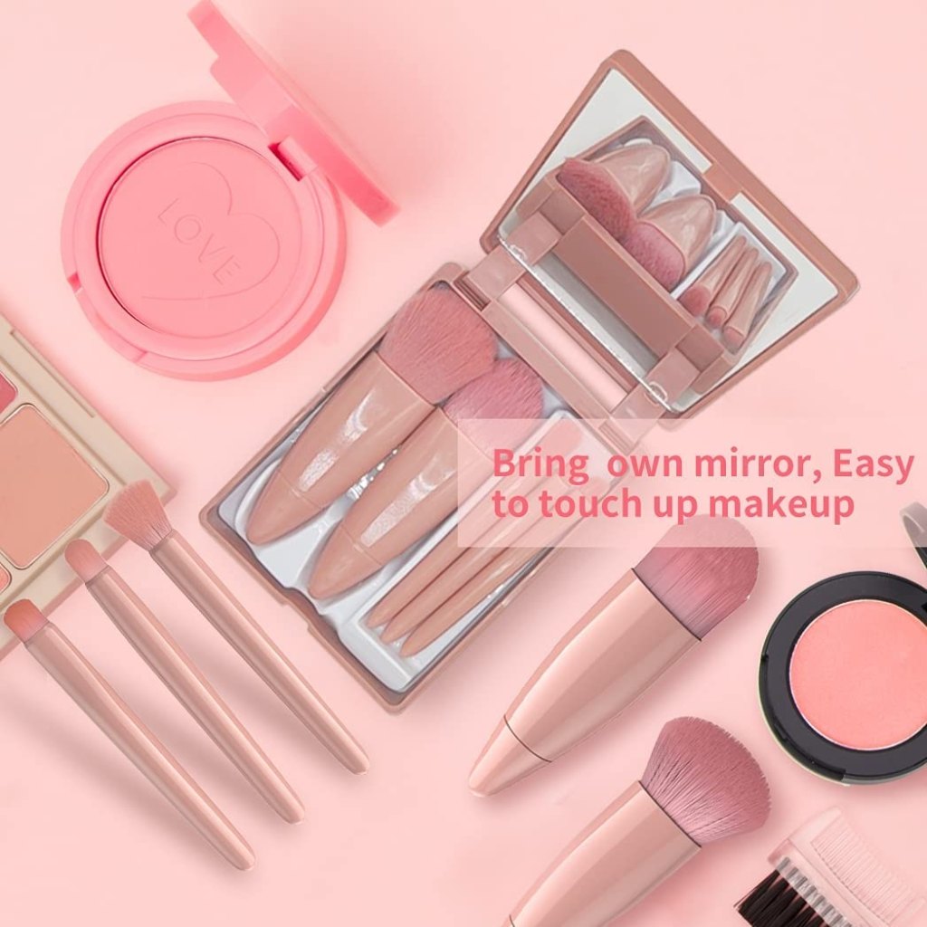 Makeup Brush Set With Mirror Case Beauty Products.