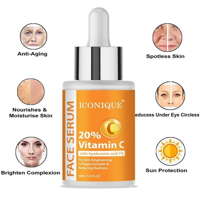 Face Serum 30 ML (20% Vitamin C with Hyaluronic Acid 1%)