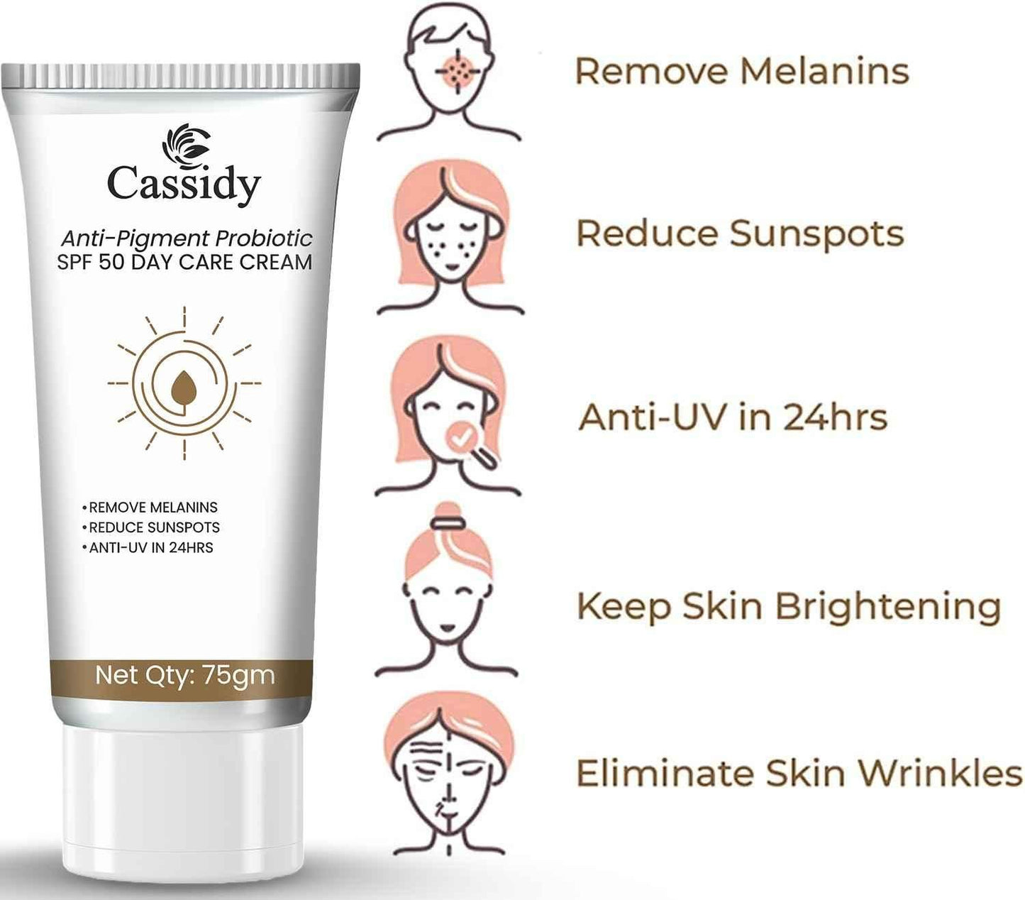 CASSIDY Anti-Pigment Probiotic SPF Cream, 75 gm