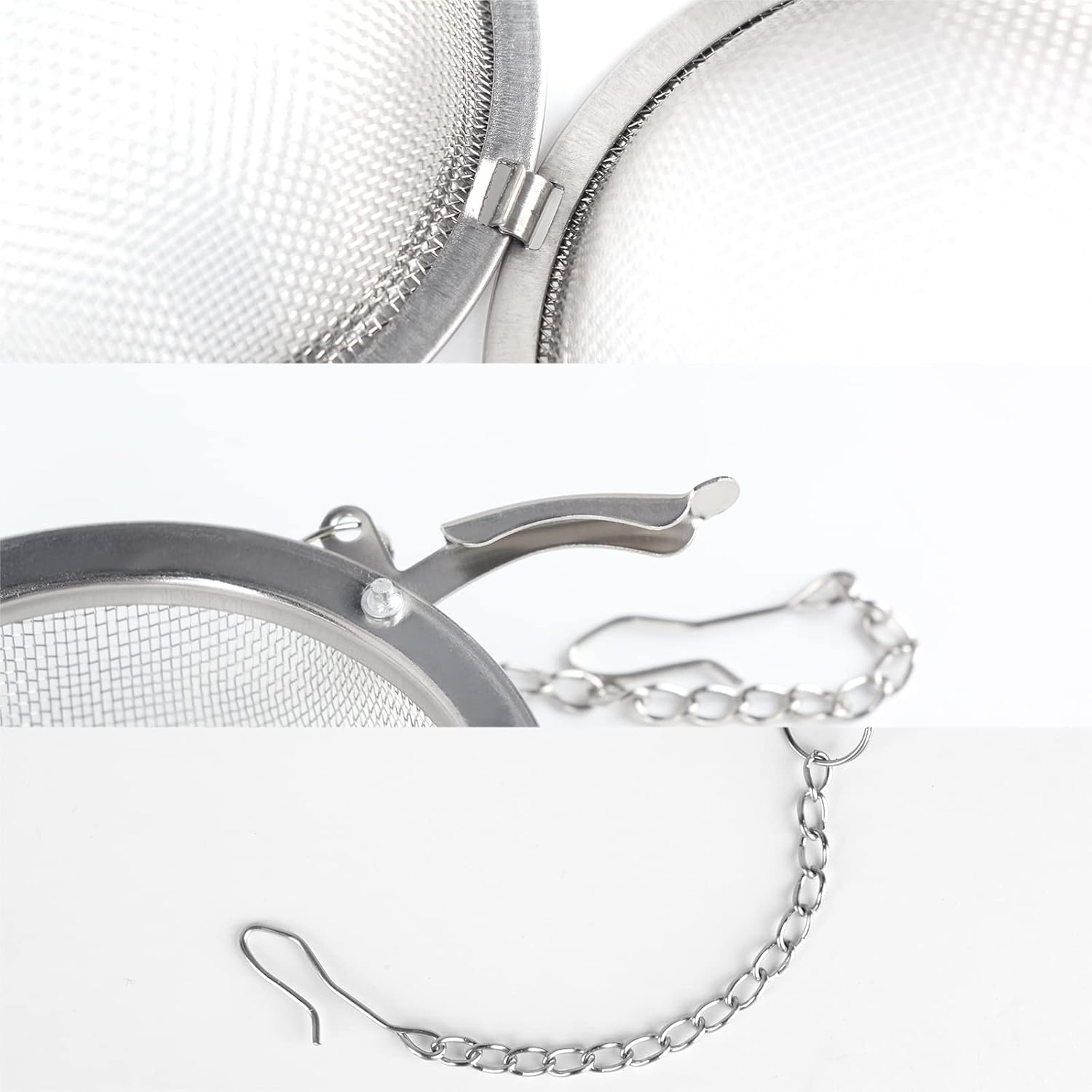 Mesh Infuser Strainer with Extended Chain Hook for Loose Leaf Tea and Spices Kitchen Tool