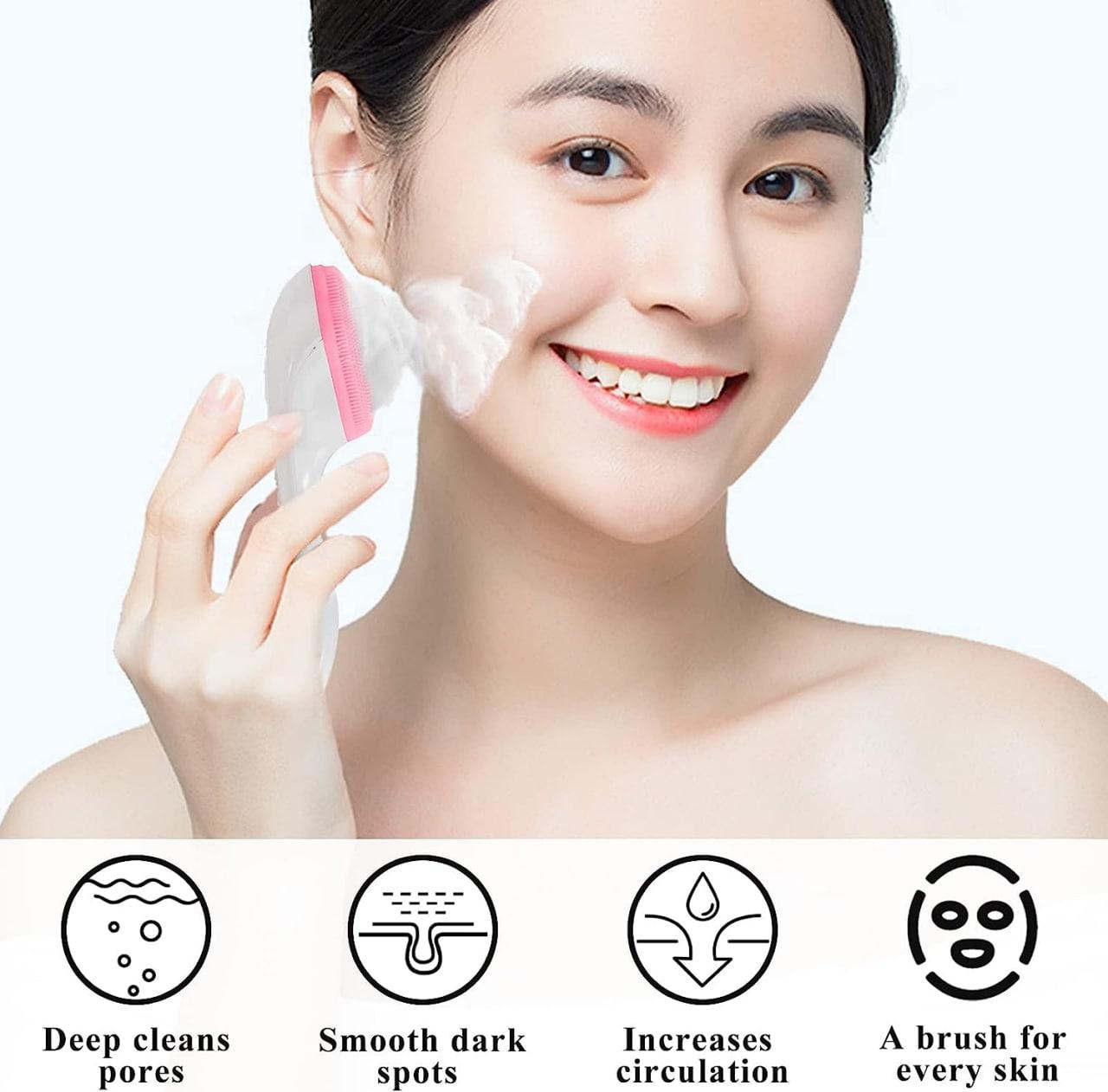 Silicone Facial Cleansing Brush, Skin Easy to Clean Scrubber : DRC