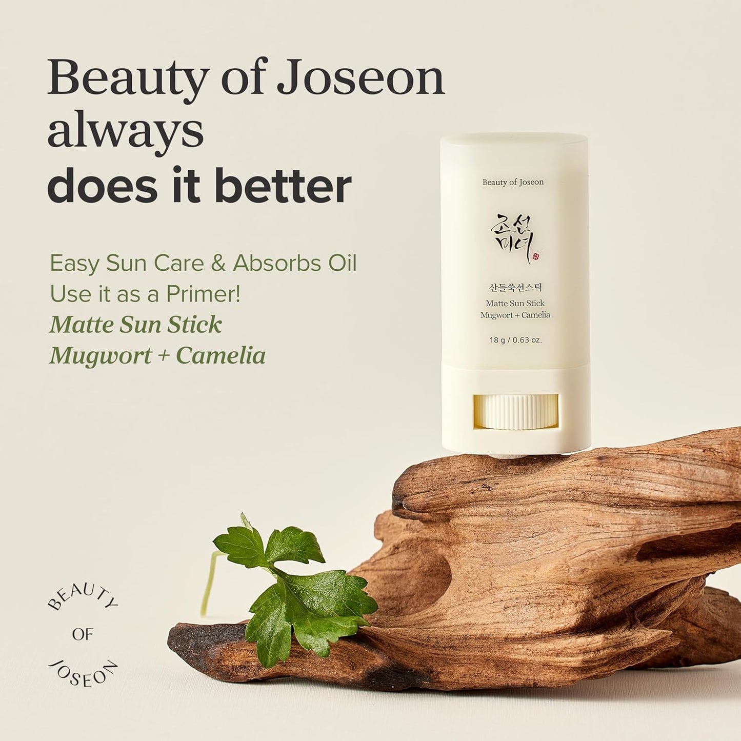 Matte Sun Stick: Mugwort + Camellia (18g) – SPF 50 PA++++ [Beauty of Joseon (BOJ)]