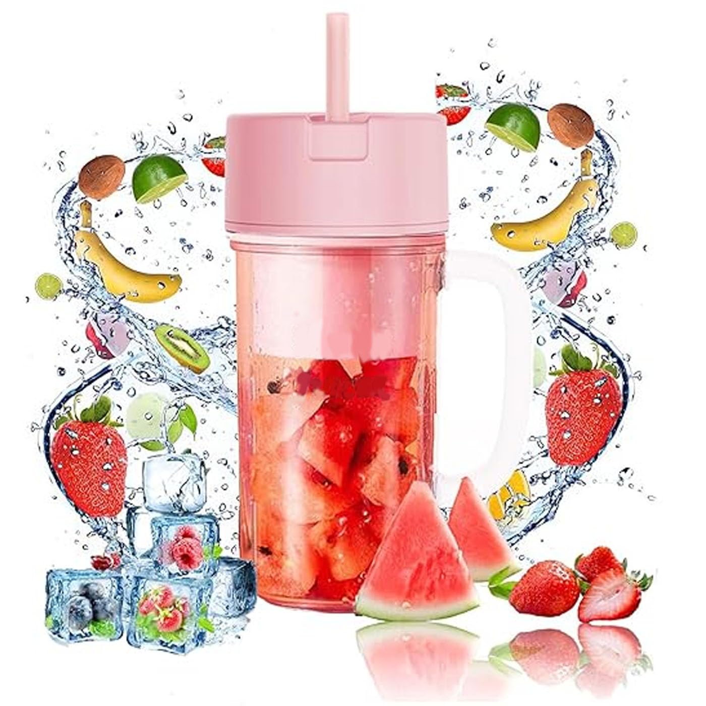 Portable Blender For Juices/Smoothies/Cold Coffee | 420 ml | USB Rechargeable | 1500mAh Battery Mini Juicer Blender- 1 Pcs