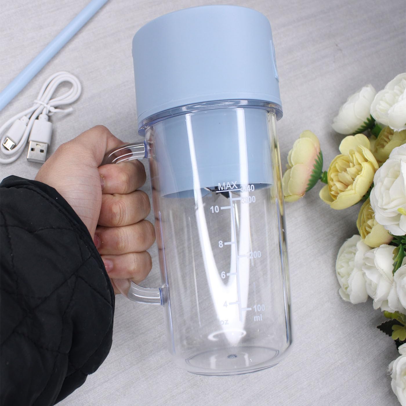 Portable Blender For Juices/Smoothies/Cold Coffee | 420 ml | USB Rechargeable | 1500mAh Battery Mini Juicer Blender- 1 Pcs