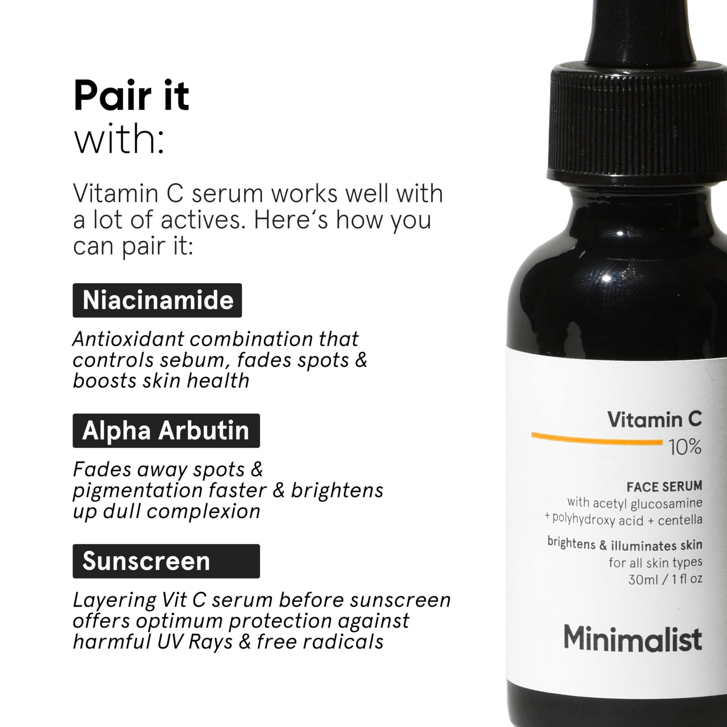 Minimalist Dull Skin, Dark Spots & Uneven Tone Treatment 10% Vitamin C Face Serum