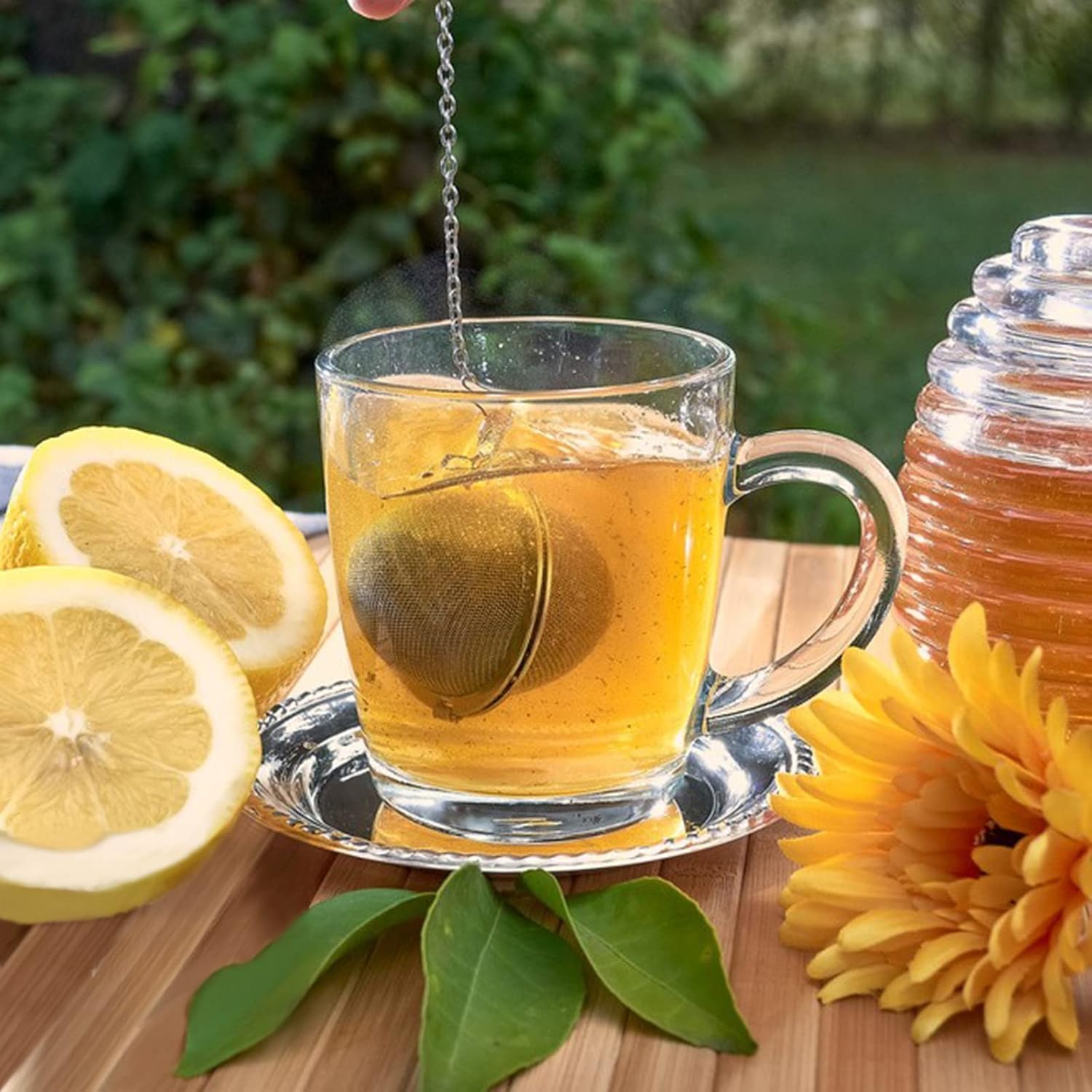 Mesh Infuser Strainer with Extended Chain Hook for Loose Leaf Tea and Spices Kitchen Tool