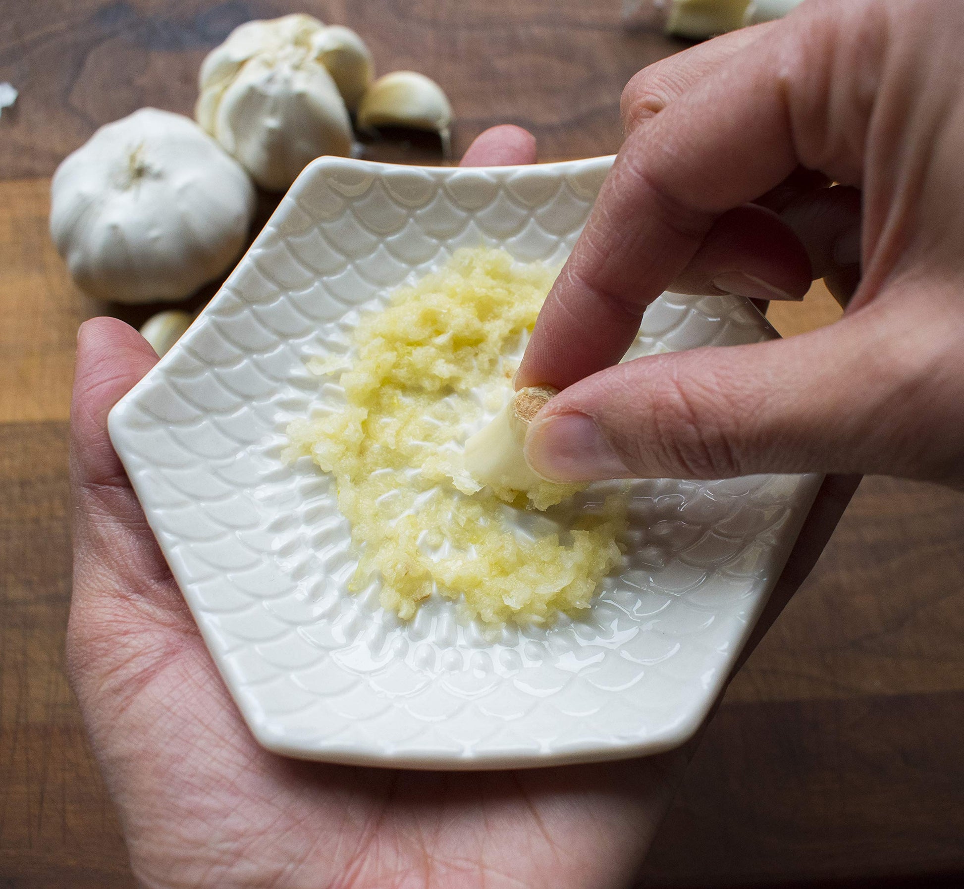 The Grate Plate 3 Piece Handmade Ceramic Garlic Grater Set - Grater, Peeler, Brush (Lavender) - Dokets Shop