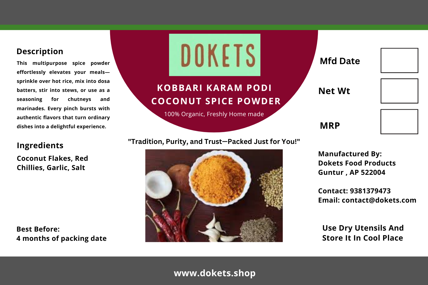 Coconut Spice Powder / Kobbari Karam