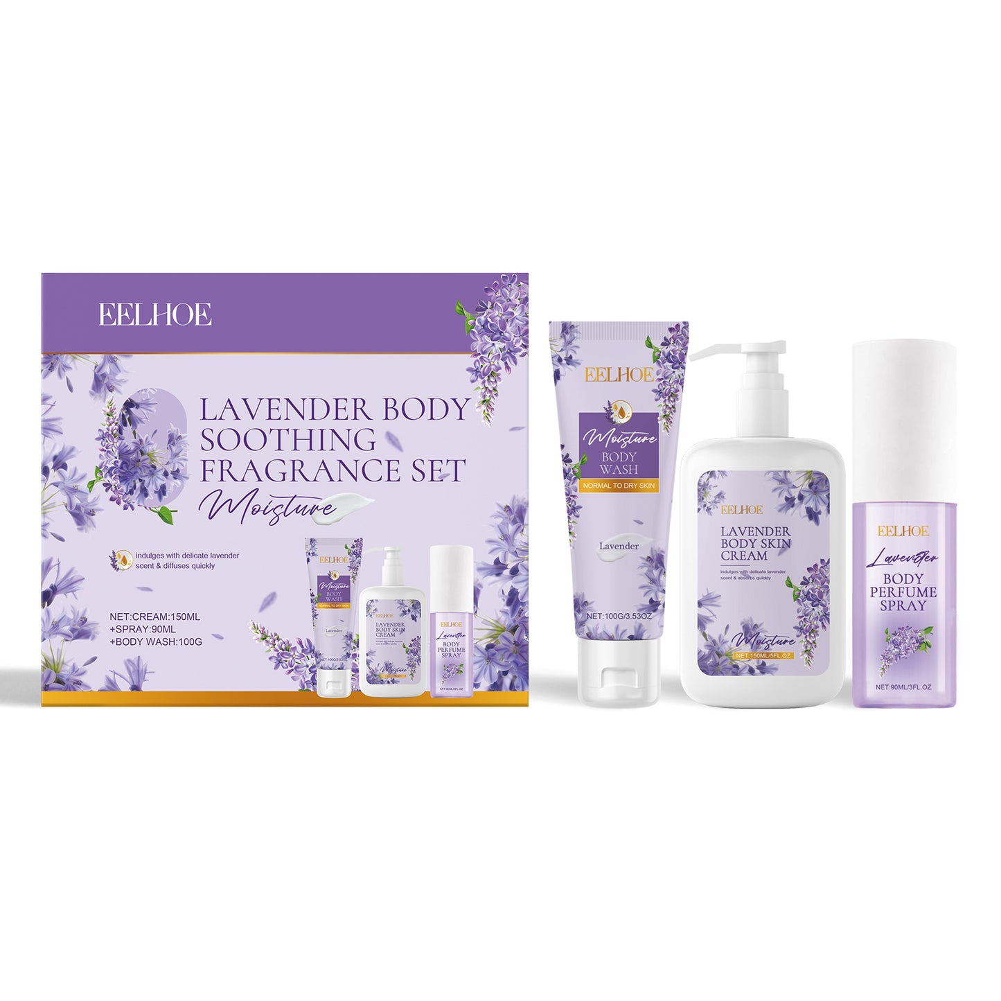 Lavender Body Soothing Fragrance Set Gentle Moisturizing Skin Hydrating Skin Care Set