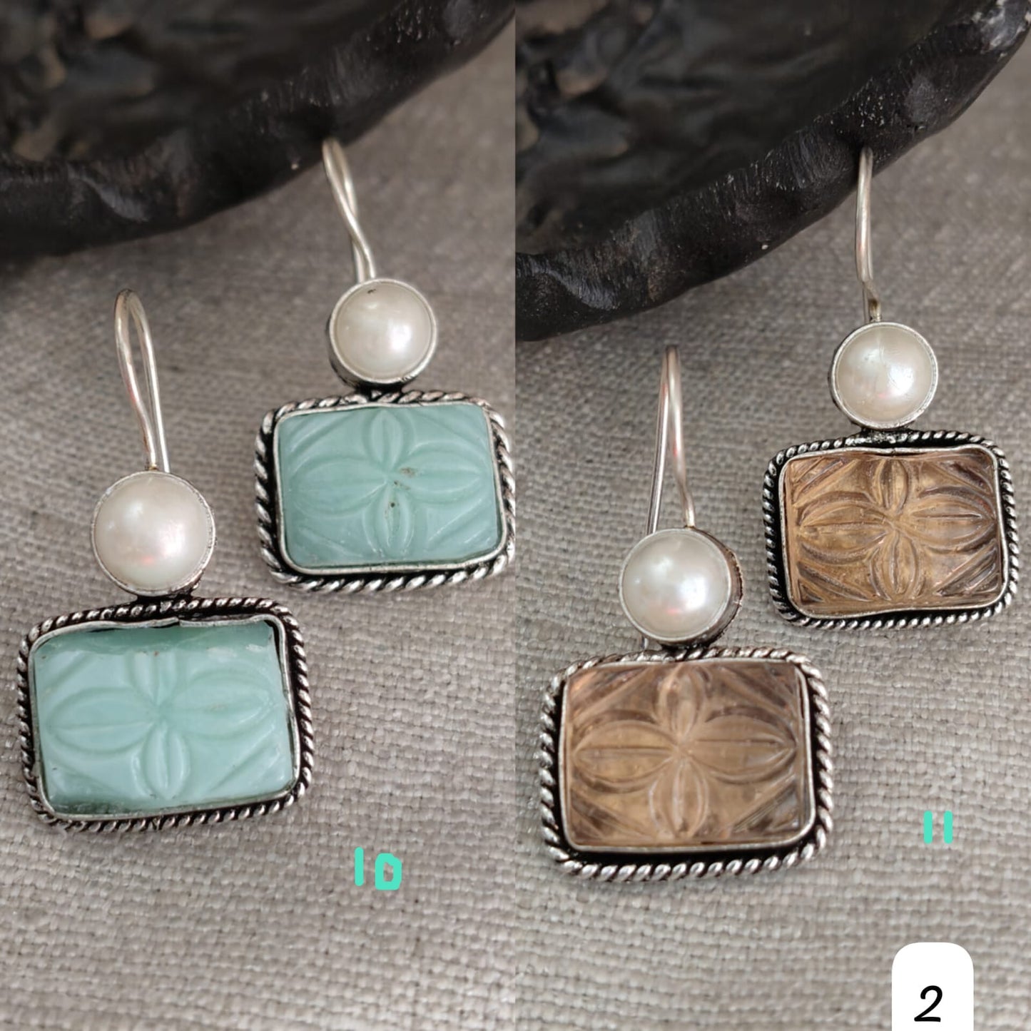 Stone Hoops With Pearl - Dokets Shop