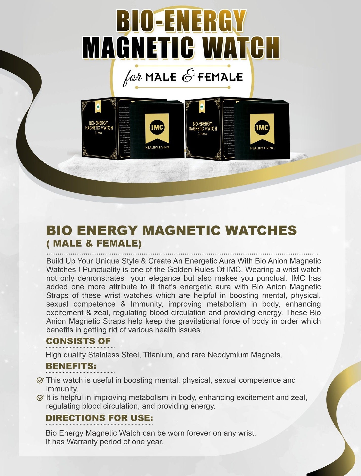 Bio-Energy Magnetic Watch & Bracelet - Dokets Shop