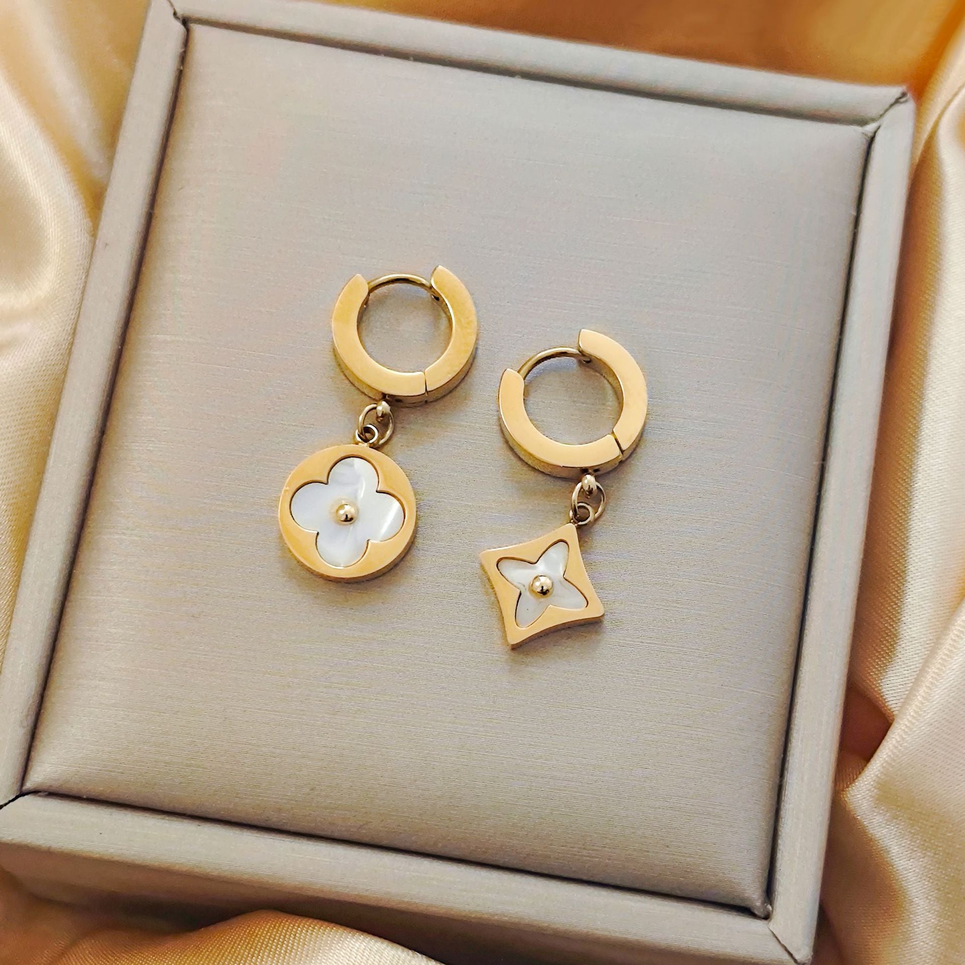 [All-Over Titanium Steel] Cross-Border Best-Selling Presbyopic Earrings, Waterproof, Non-Fading, Versatile and Sense of Design Earrings