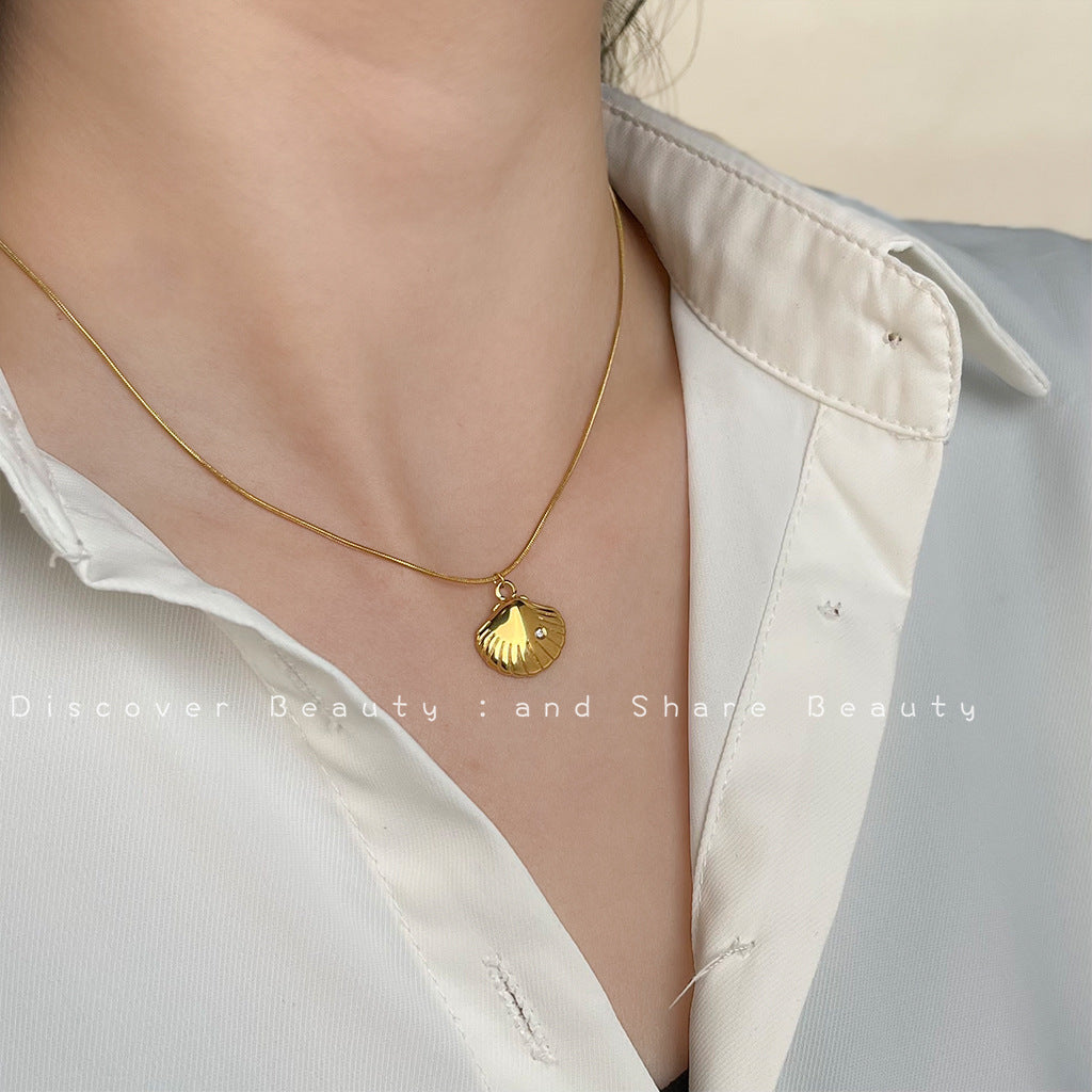 Minimalist Geometric Necklace Plated 18K Gold Fashion Elegant Zircon Clavicle Chain Light Luxury All-match High-grade Necklace Chain