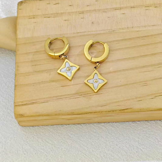 [All-Over Titanium Steel] Cross-Border Best-Selling Presbyopic Earrings, Waterproof, Non-Fading, Versatile and Sense of Design Earrings