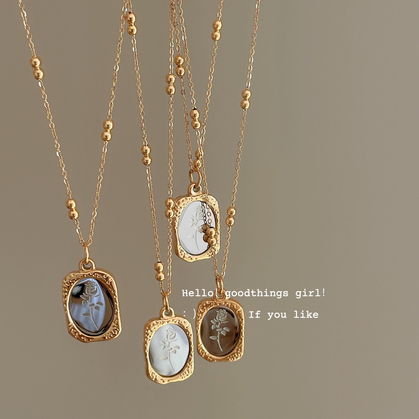 "Magic Mirror" Retro Design Sense Rose Necklace Sweater Chain All-match Temperament Titanium Steel Neckchain Long Jewelry for Women