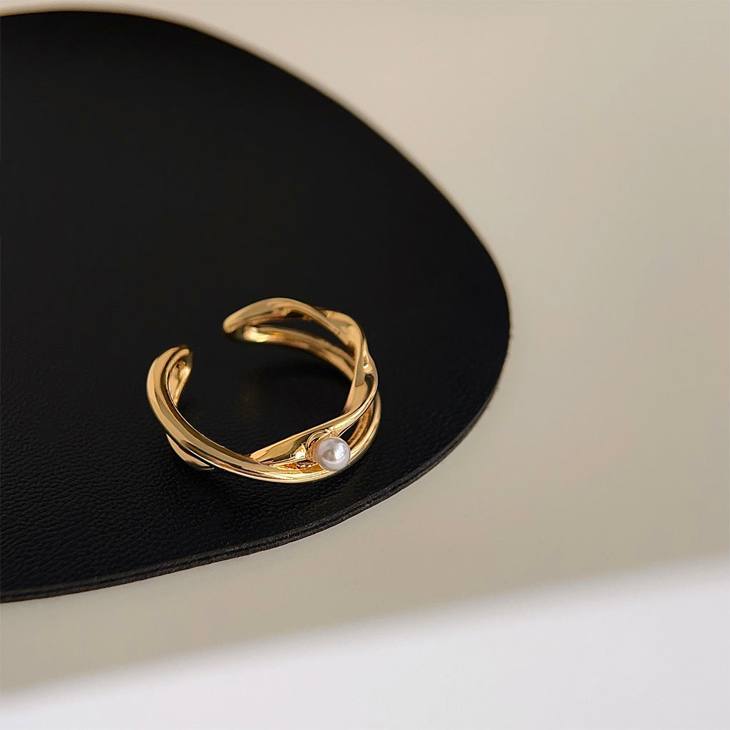 Minimalist Geometric Ring Ring for Women Niche Simple All-match Zircon Finger Ring High-grade Stackable Ring