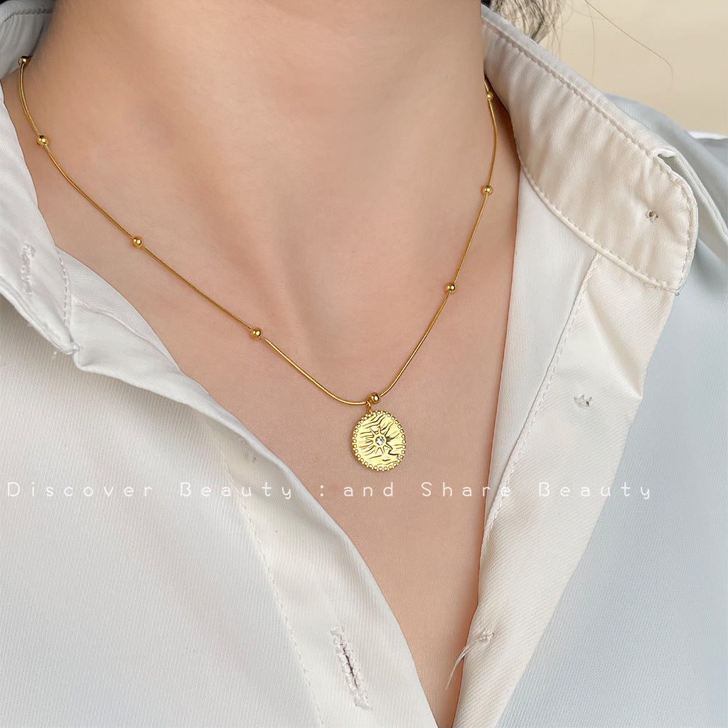 Minimalist Geometric Necklace Plated 18K Gold Fashion Elegant Zircon Clavicle Chain Light Luxury All-match High-grade Necklace Chain