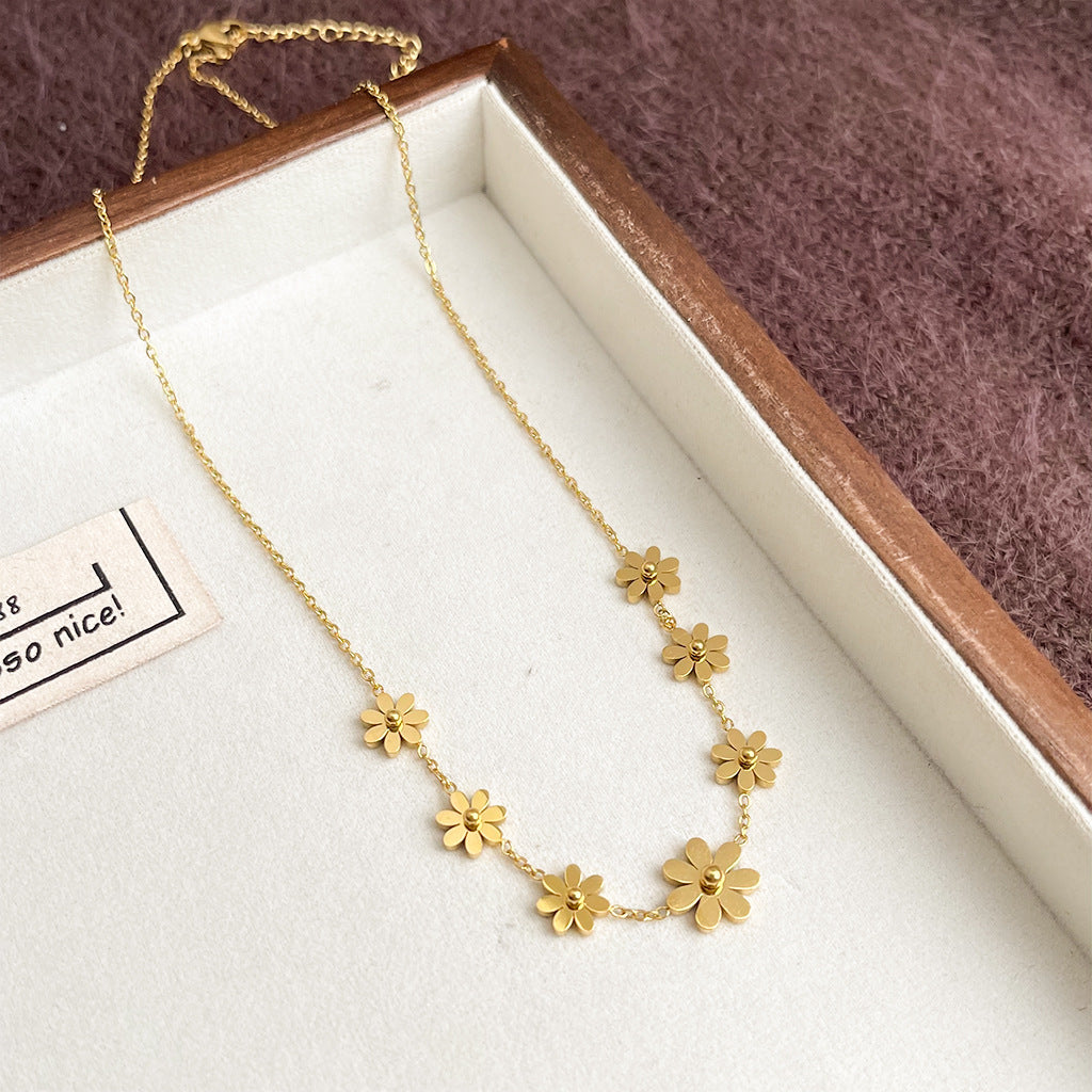 Minimalist Geometric Necklace Plated 18K Gold Fashion Elegant Zircon Clavicle Chain Light Luxury All-match High-grade Necklace Chain