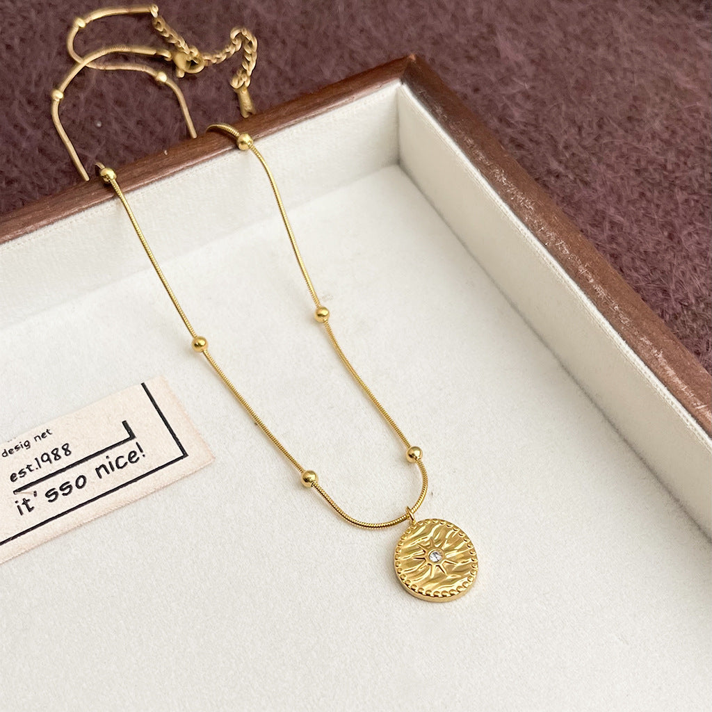 Minimalist Geometric Necklace Plated 18K Gold Fashion Elegant Zircon Clavicle Chain Light Luxury All-match High-grade Necklace Chain