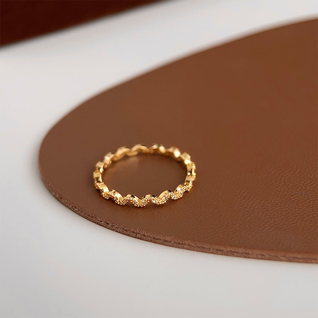 Minimalist Geometric Ring Ring for Women Niche Simple All-match Zircon Finger Ring High-grade Stackable Ring