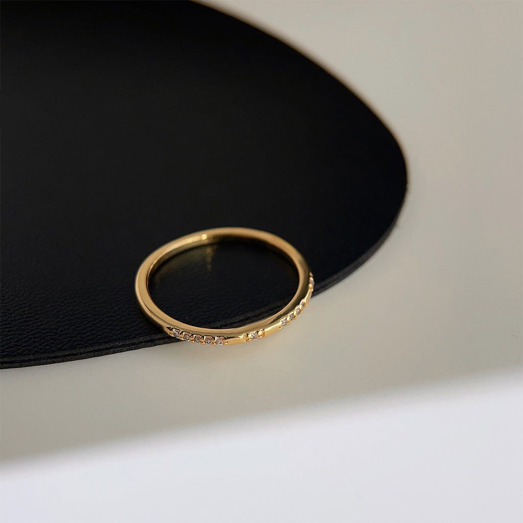 Minimalist Geometric Ring Ring for Women Niche Simple All-match Zircon Finger Ring High-grade Stackable Ring