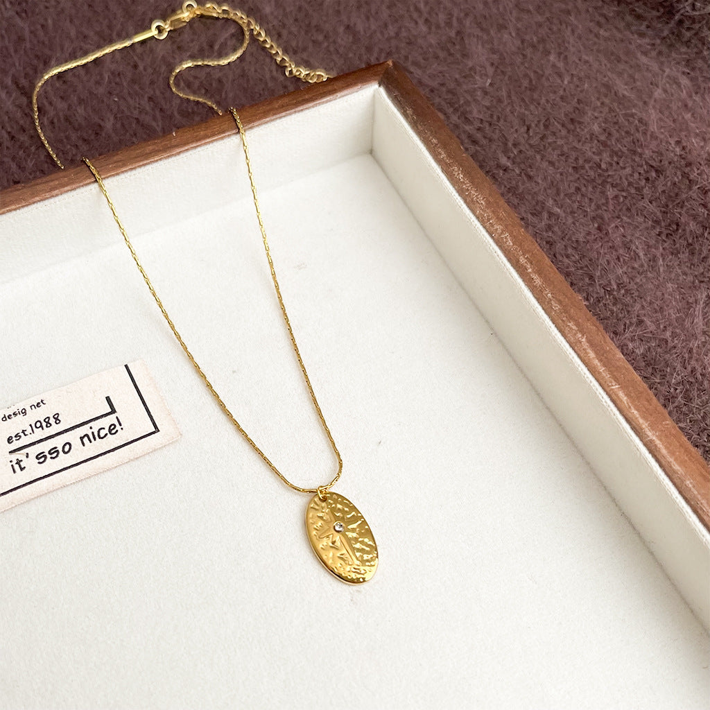 Minimalist Geometric Necklace Plated 18K Gold Fashion Elegant Zircon Clavicle Chain Light Luxury All-match High-grade Necklace Chain