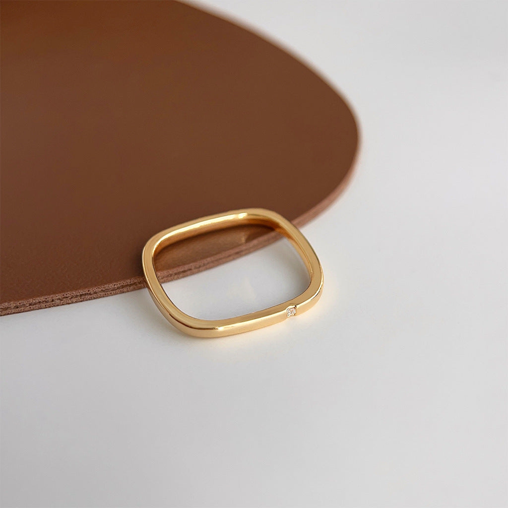 Minimalist Geometric Ring Ring for Women Niche Simple All-match Zircon Finger Ring High-grade Stackable Ring