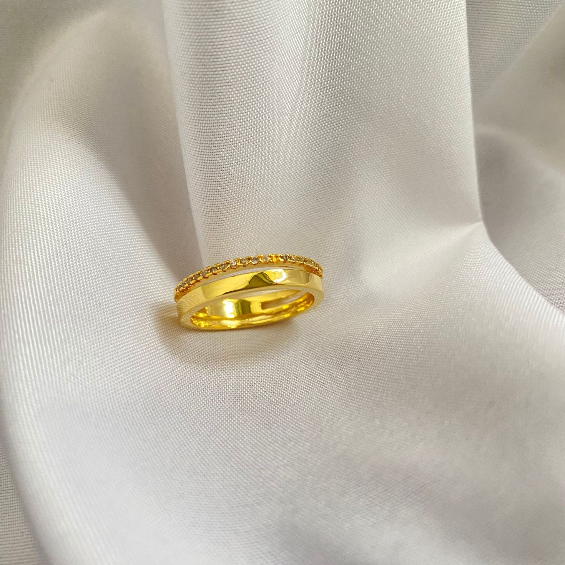 Minimalism ~ 18K Golden Zircon Ring Ring for Women