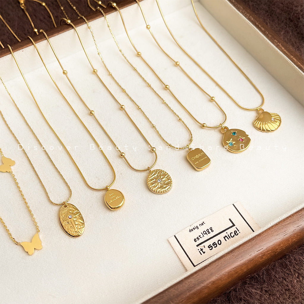 Minimalist Geometric Necklace Plated 18K Gold Fashion Elegant Zircon Clavicle Chain Light Luxury All-match High-grade Necklace Chain