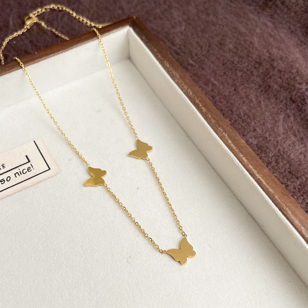 Minimalist Geometric Necklace Plated 18K Gold Fashion Elegant Zircon Clavicle Chain Light Luxury All-match High-grade Necklace Chain