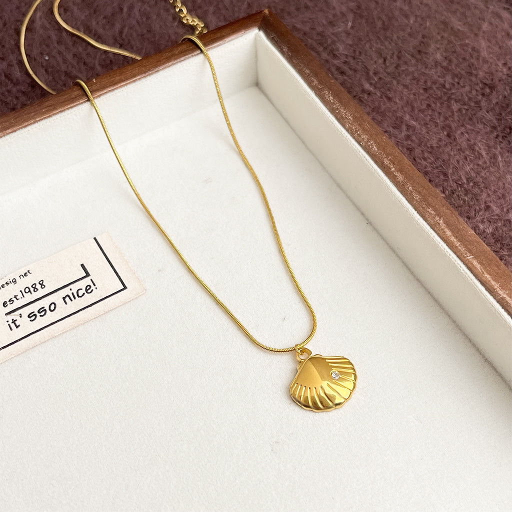 Minimalist Geometric Necklace Plated 18K Gold Fashion Elegant Zircon Clavicle Chain Light Luxury All-match High-grade Necklace Chain