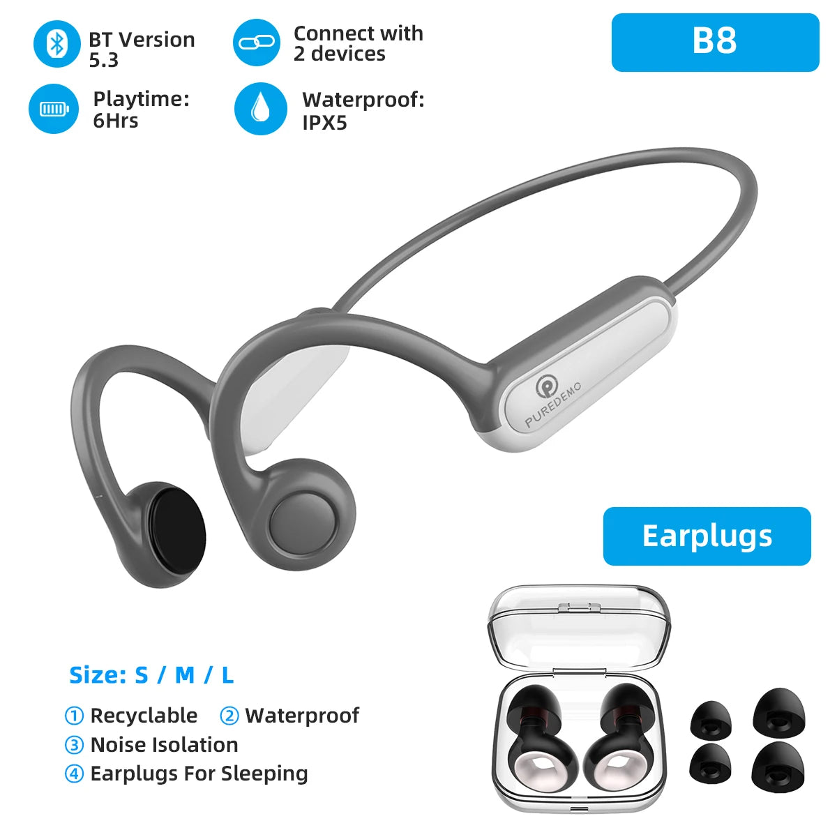 Real Bone Conduction Earphone for Workouts Running Driving - Dokets Shop