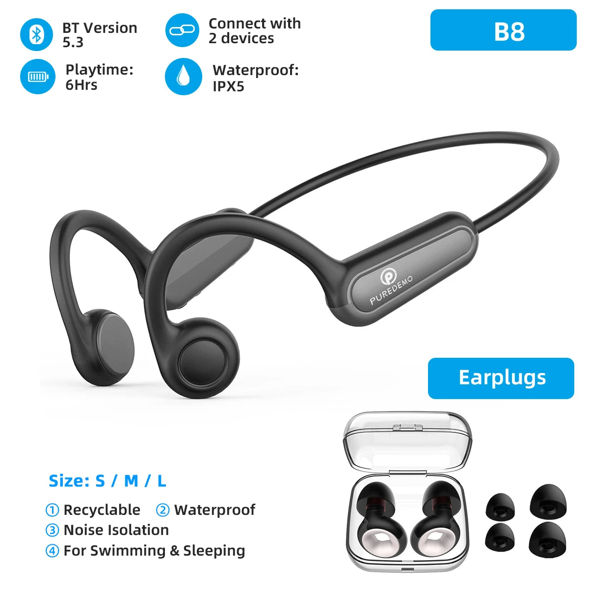 Real Bone Conduction Earphone for Workouts Running Driving - Dokets Shop