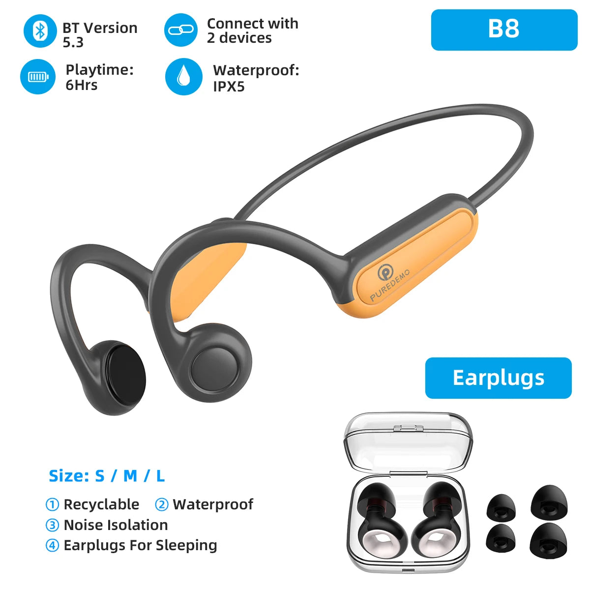 Real Bone Conduction Earphone for Workouts Running Driving - Dokets Shop