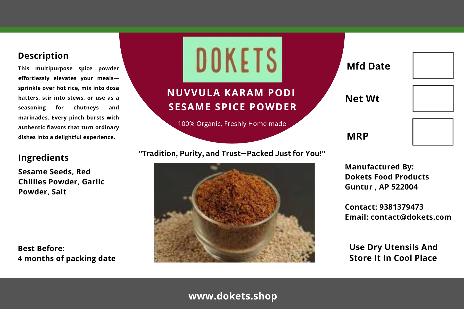 Nuvvula Podi / Sesame Spice Powder