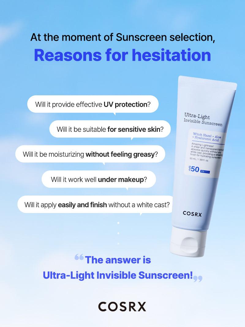 Cosrx Ultra-Light Invisible Face Sunscreen SPF50 PA++++ (50ml)