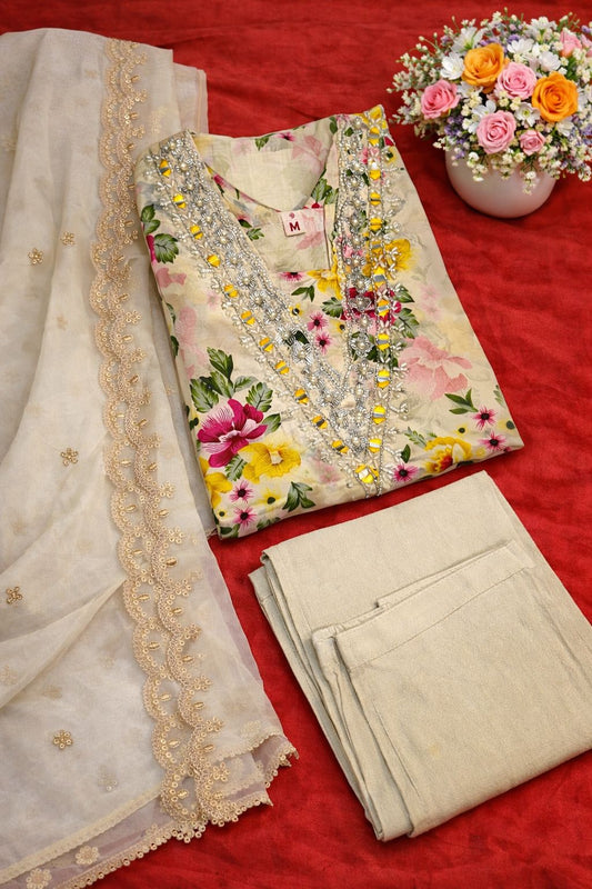 Floral embroidery (Three-piece suit)