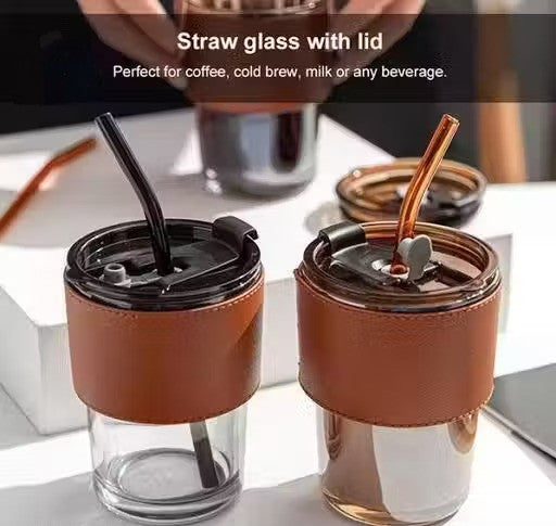 Glass Can Mug with Straw